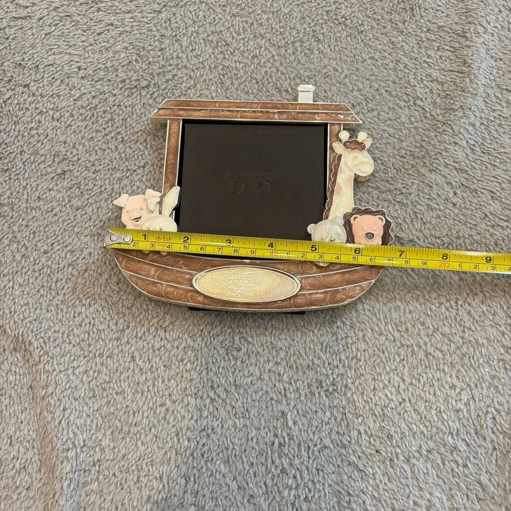 Things Remembered Noahs Ark Animal Pic Frame Silver Enamel Engravable Nursery